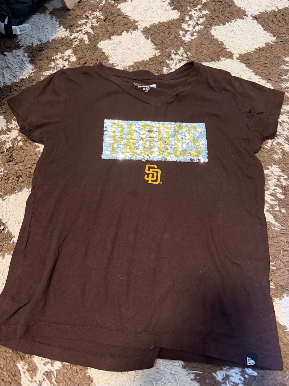 San Diego Padres Kids Brown Short Sleeve Sequin Tee